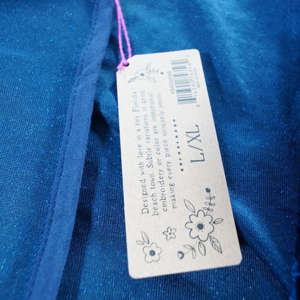 Natural Life Crushed Velvet Open Jacket Womens L/XL Navy Blue Boho Whimsigoth - Picture 9 of 12